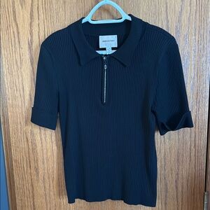 Industry Black Ribbed Polo Shirt